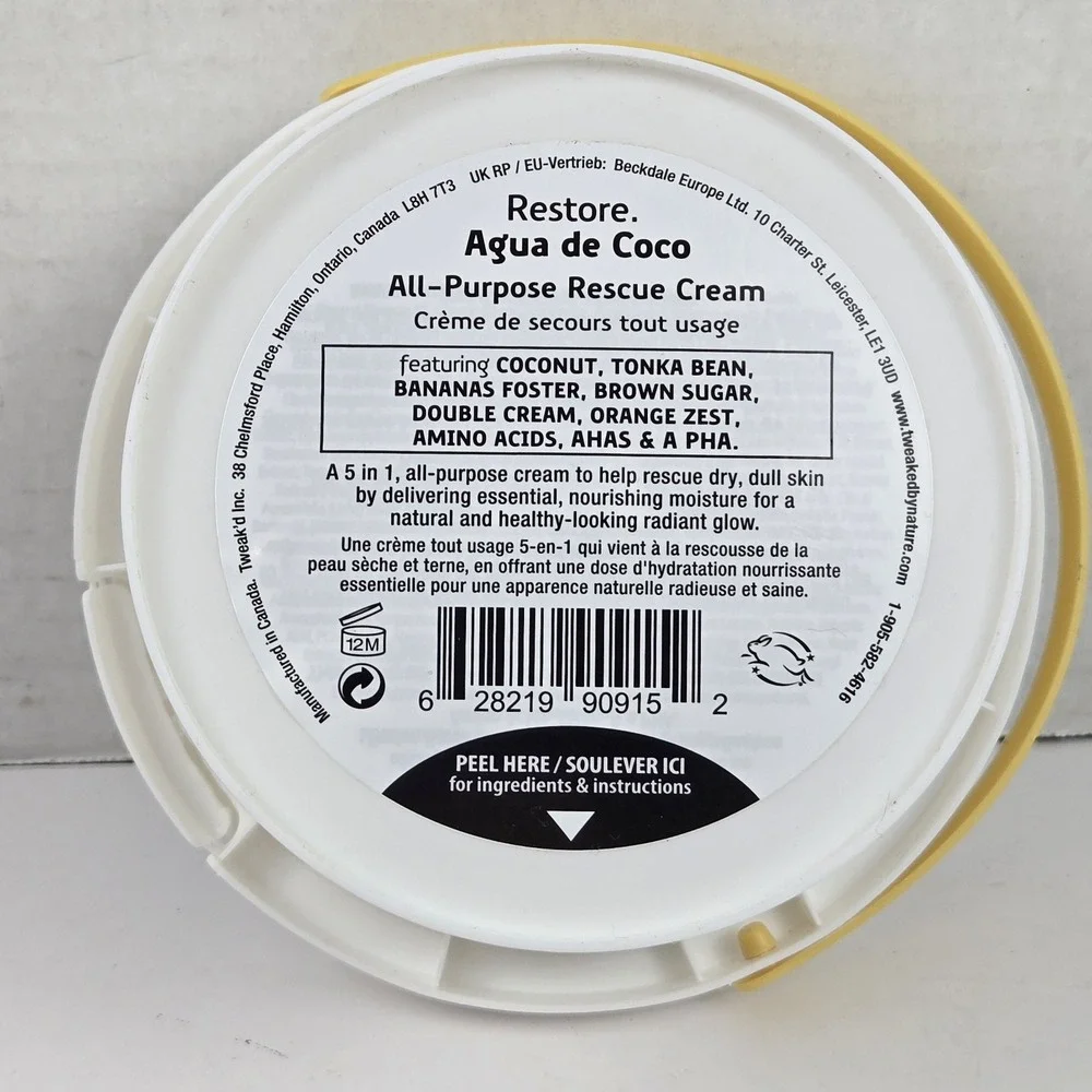 Tweak'd by Nature Rescue Cream Agua de Coco  15.75 oz NEW SEALED TUB HTF Scent